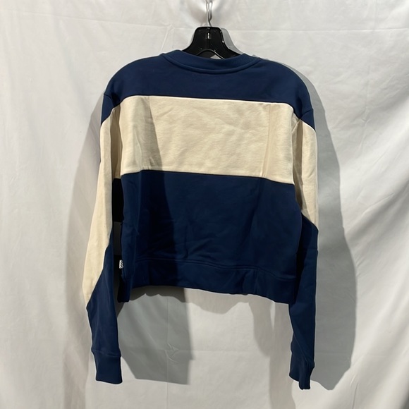 Vans woman’s long sleeves crew cropped sweatshirt blue off white spelled outlogo - Picture 2 of 7